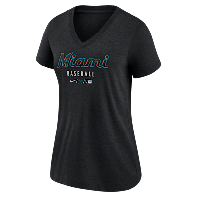 Miami Marlins Authentic Collection Women's Nike MLB V-Neck T